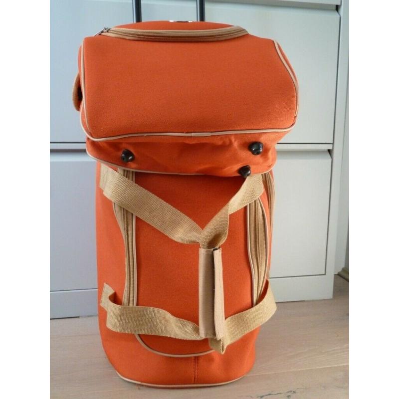 Travel bag & shoulder bag combination on pulley handle & wheels