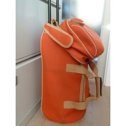 Travel bag & shoulder bag combination on pulley handle & wheels