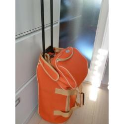Travel bag & shoulder bag combination on pulley handle & wheels