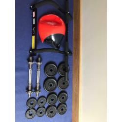 York dumbbells 20kg pull-up bar and aqua punch bag