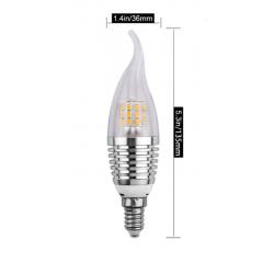 6 Pcs of 7W Daylight White 6000K/3000k LED Chandelier Bulbs,Base E14
