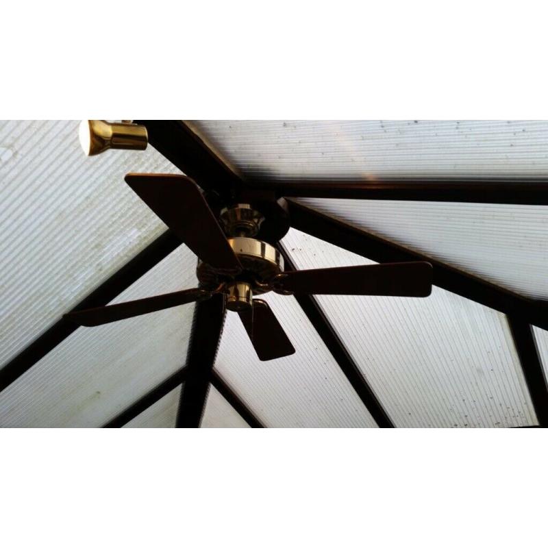 CEILING FAN EXCELLENT CONDITION. GOLD WITH LIGHT BROWN SAILS EXCELLENT