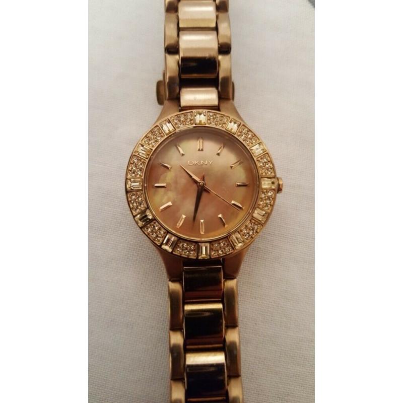 Ladies or girls DKNY rose gold watch