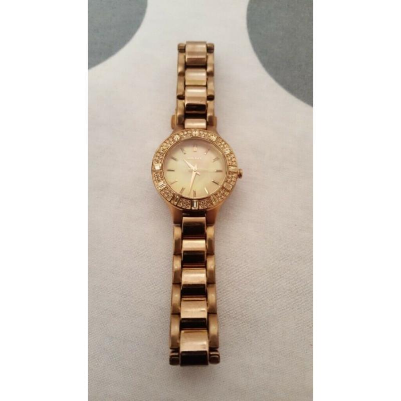 Ladies or girls DKNY rose gold watch