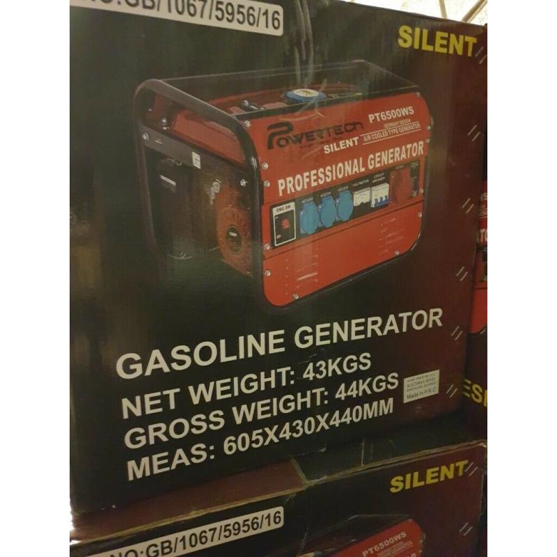 PRO PORTABLE PETROL GENERATOR 6000W OUTPUT QUIET 240V 360V 12V GERMAN DESIGNED
