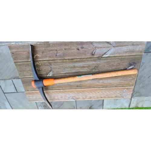 Pickaxe axe hoe with wooden handle