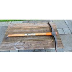 Pickaxe axe hoe with wooden handle