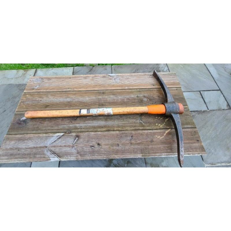 Pickaxe axe hoe with wooden handle