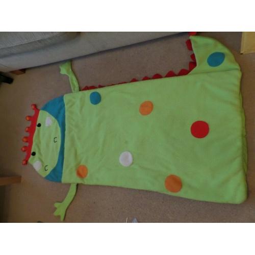 Snuggly children's crocodile sleeping bag by Vertbaudet.