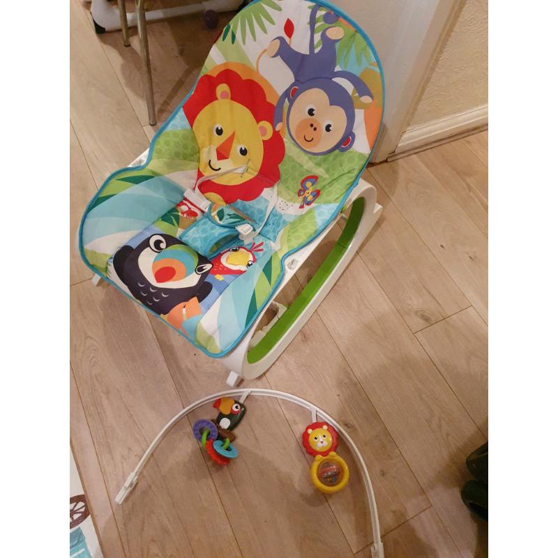 Baby & toddler recline chair, vibrating chair, rocks & bounce