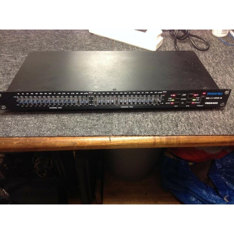 Phonic MQ3400 Dual 15 Band Graphic Equalizer EQ Rack Mounted
