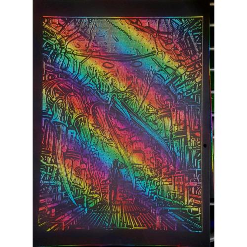 a4 A4 Freddie Kruger Engraved Rainbow Card