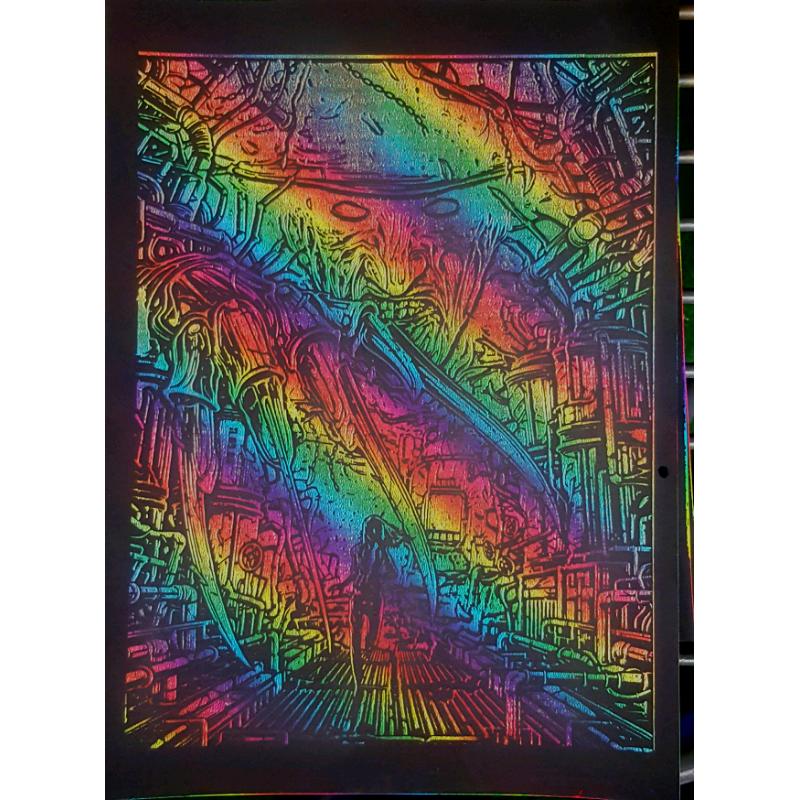 a4 A4 Freddie Kruger Engraved Rainbow Card