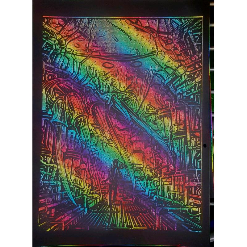 a4 A4 Freddie Kruger Engraved Rainbow Card