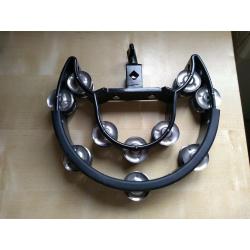 Half-moon tambourine for playing on drum-kit or by hand