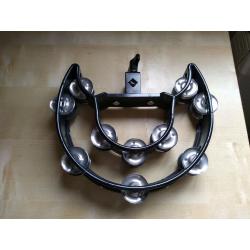 Half-moon tambourine for playing on drum-kit or by hand