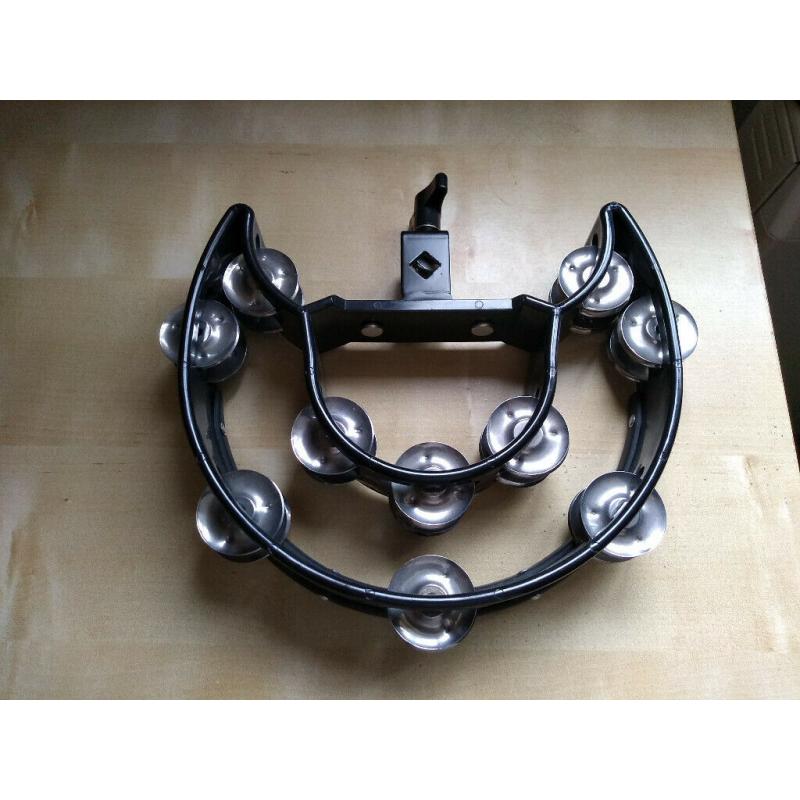Half-moon tambourine for playing on drum-kit or by hand