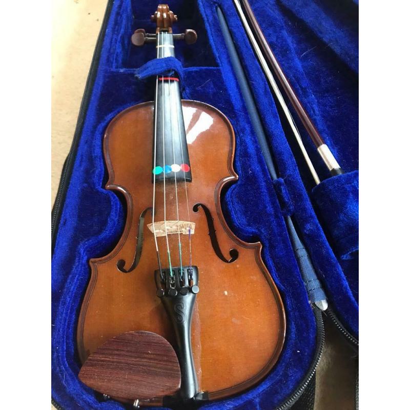 1/8 size Stentor violin, with case and brand new bow