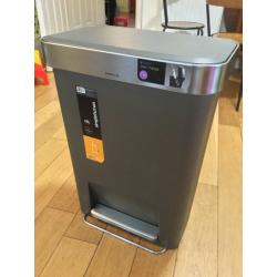 Nearly new Simple Human 45l grey pedal bin with liners