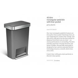 Nearly new Simple Human 45l grey pedal bin with liners
