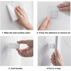 Pack of 4 Mop Broom Holder Self Adhesive - Brand New / Unused