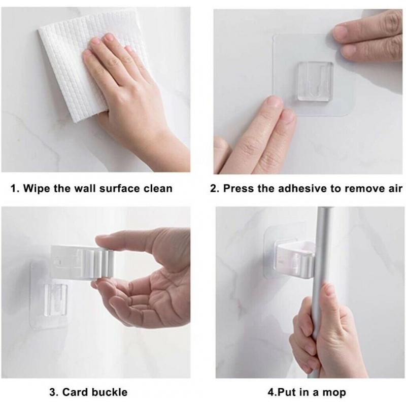 Pack of 4 Mop Broom Holder Self Adhesive - Brand New / Unused