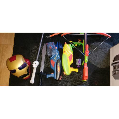 Kids bundle toys various water guns, football, drums