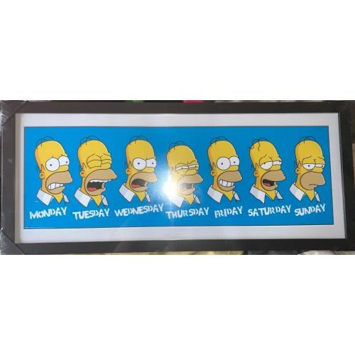 BRAND NEW SEALED THE SIMPSONS HOMER SIMPSON DAYS OF THE WEEK WALL ART PICTURE FRAMED