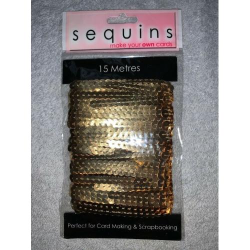 New Card Making Scrapbooking 15 Metres Gold Sequins IP1
