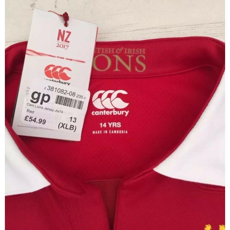 BRAND NEW WITH TAGS AUTHENTIC British and Irish Lions Canterbury Branded Rugby Shirt (RRP ?55)