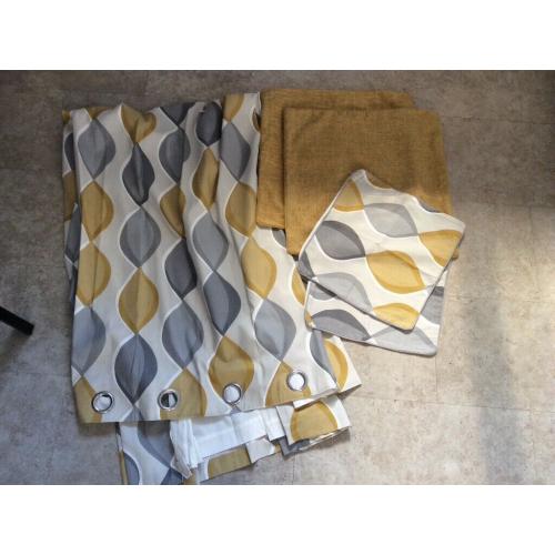 Modern curtains grey and mustard