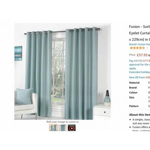 Duck egg lined curtains