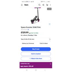 BRAND NEW IN BOX Space scooter x540 black and pick wheels