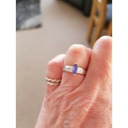 White gold tanzanite and diamond ring size k/l