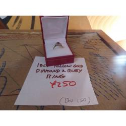 18ct Carat Yellow Gold Diamond & Ruby Ring