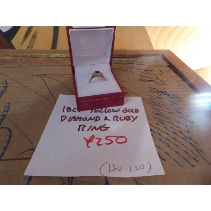 18ct Carat Yellow Gold Diamond & Ruby Ring