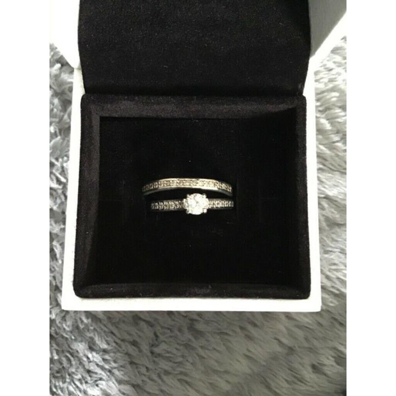 Planning on popping the question???? Lovely Palladium and diamond engagement and wedding ring set