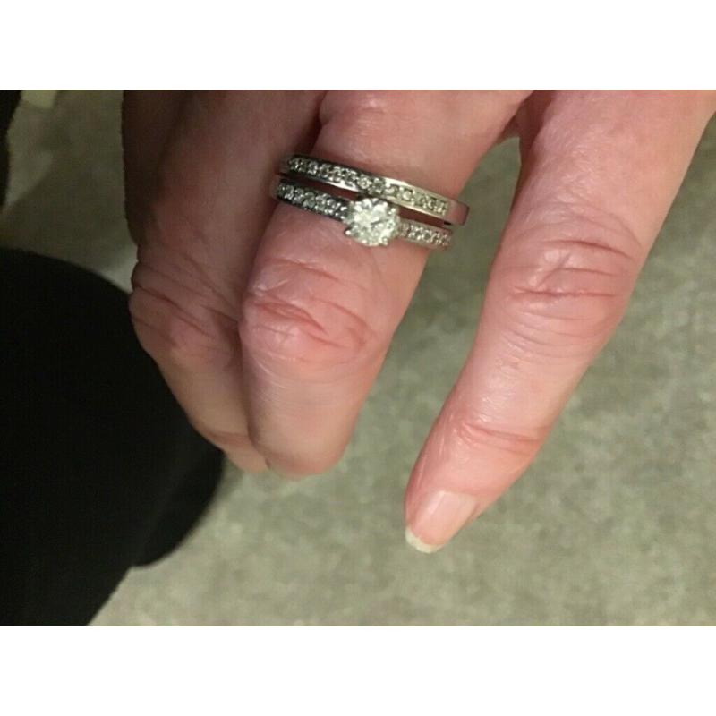 Planning on popping the question???? Lovely Palladium and diamond engagement and wedding ring set