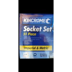 New Kincrome Socket pro Set 1/2 inch ratchet Chrome vanadium steel 51 Piece Kit - Snap on