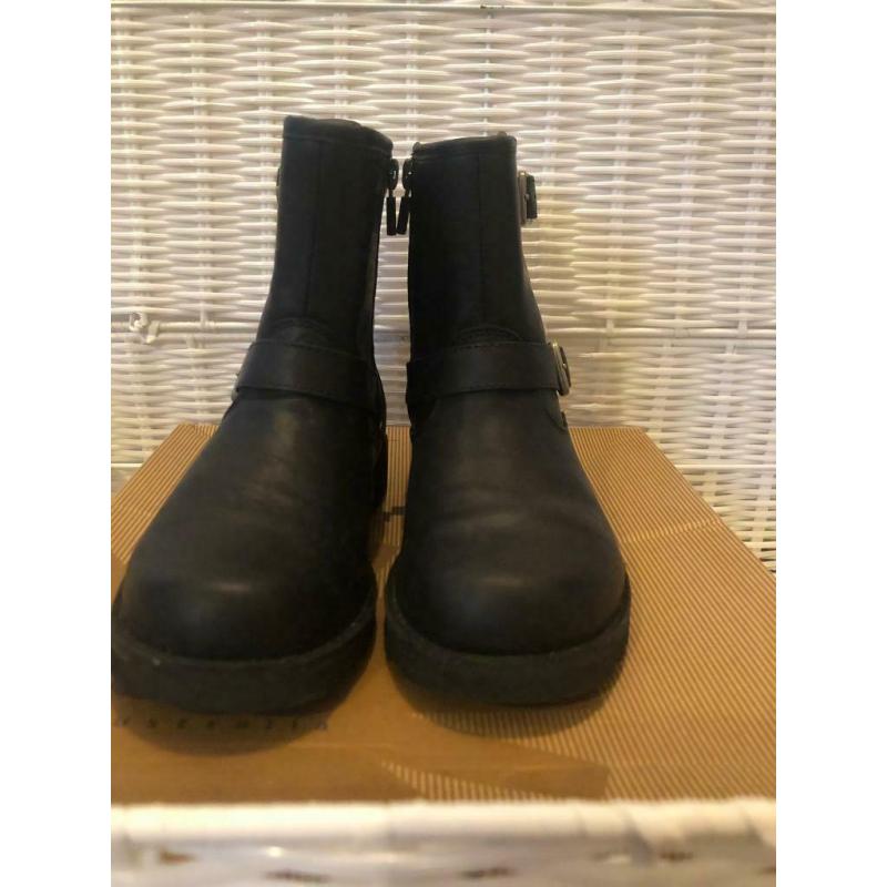 Black ugg biker boots