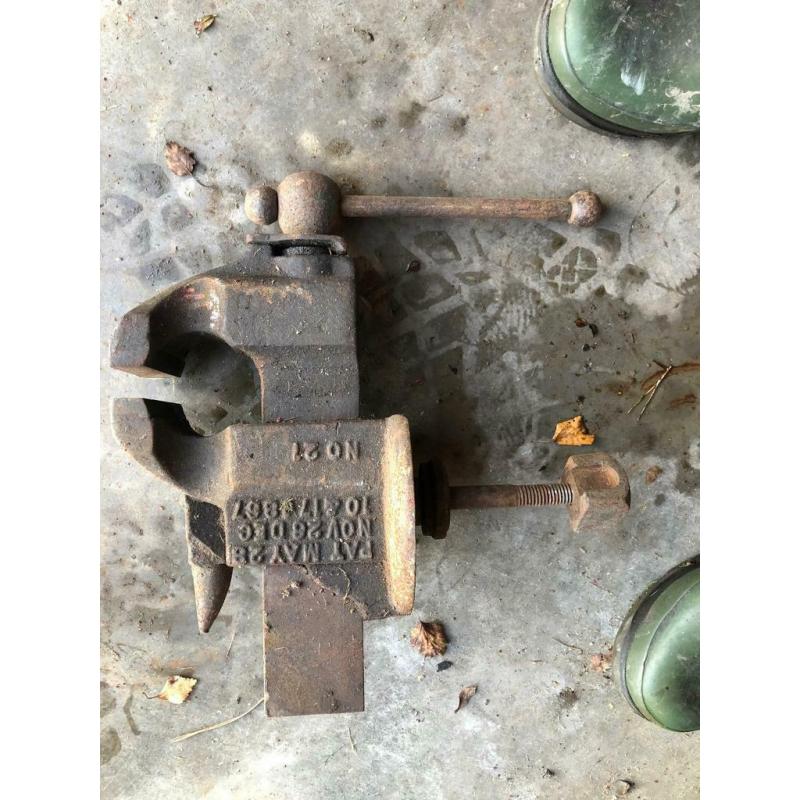 Antique American bench vice with anvil