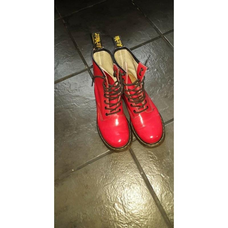 Red dr marten boots
