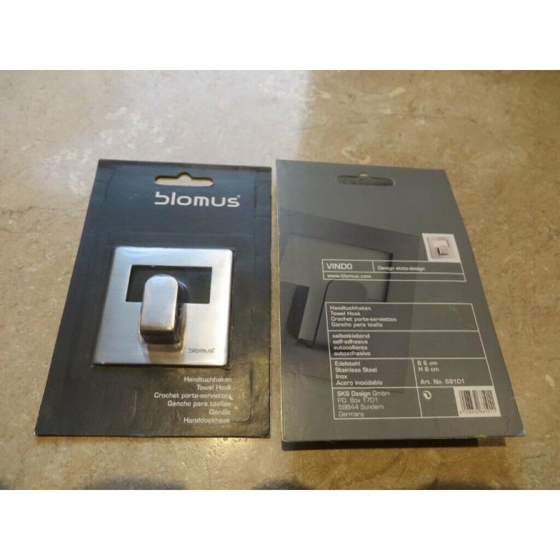 BLOMUS VINDO SINGLE TOWEL HOOKS (5) BRAND NEW STILL PACKAGED