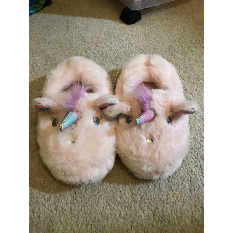 Brand new Accessorize Girls Unicorn Slippers size 11-12