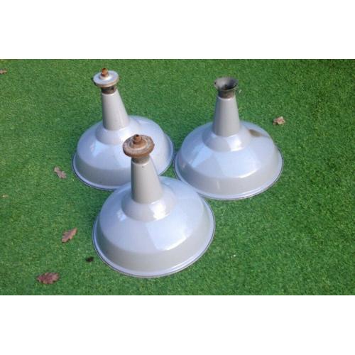 1950 industrial Classic grey enamel lights